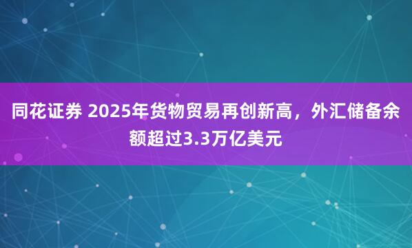 同花证券 2025年货物贸易再创新高，外汇储备余额超过3.3万亿美元